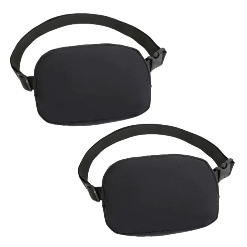 Sport waist bag running belt, black fanny packs with adjustable straps (2-pack)
