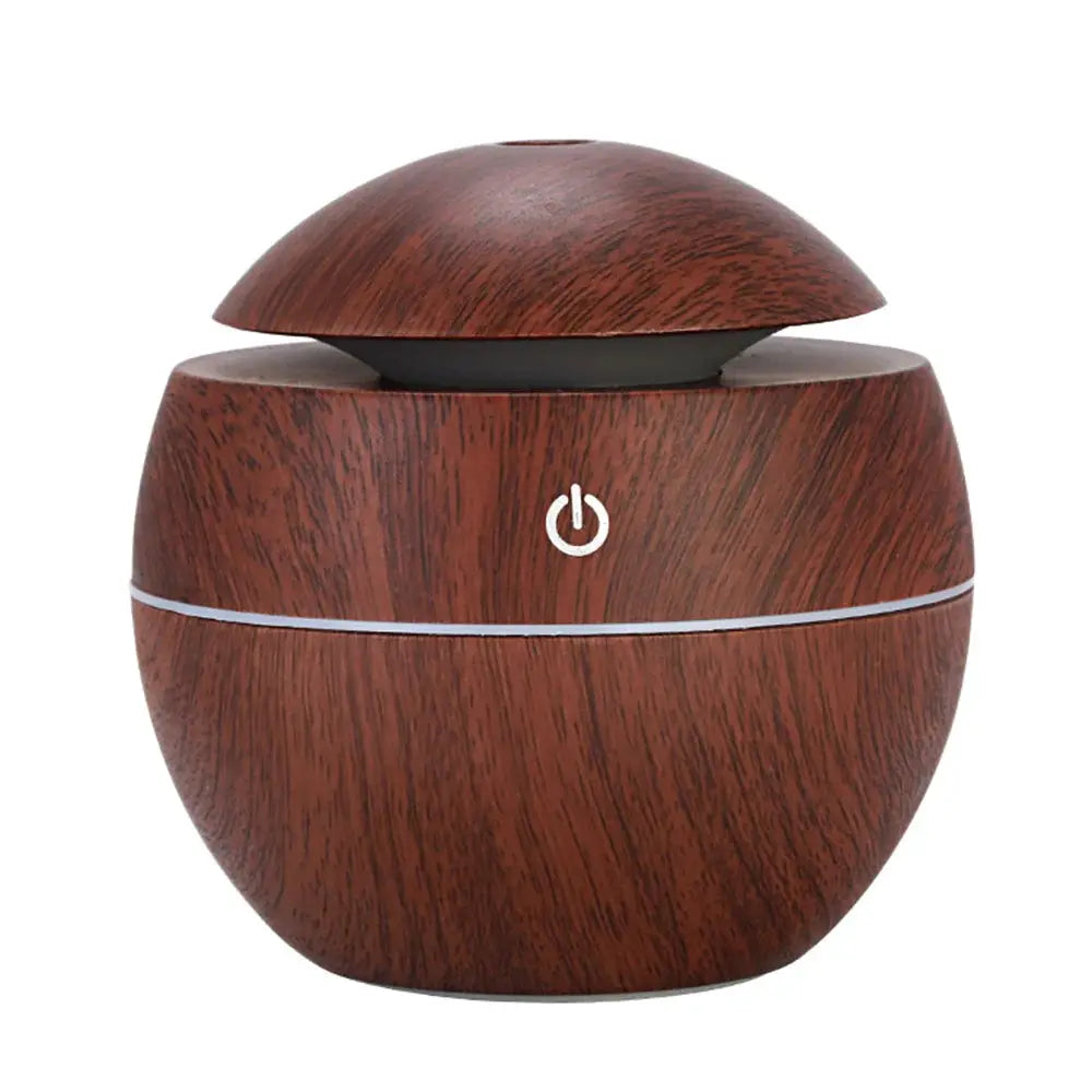 Wood Grain Ultrasonic Humidifier And Essential Oil Diffuser For Bedroom With Cool Mist Aromatherapy