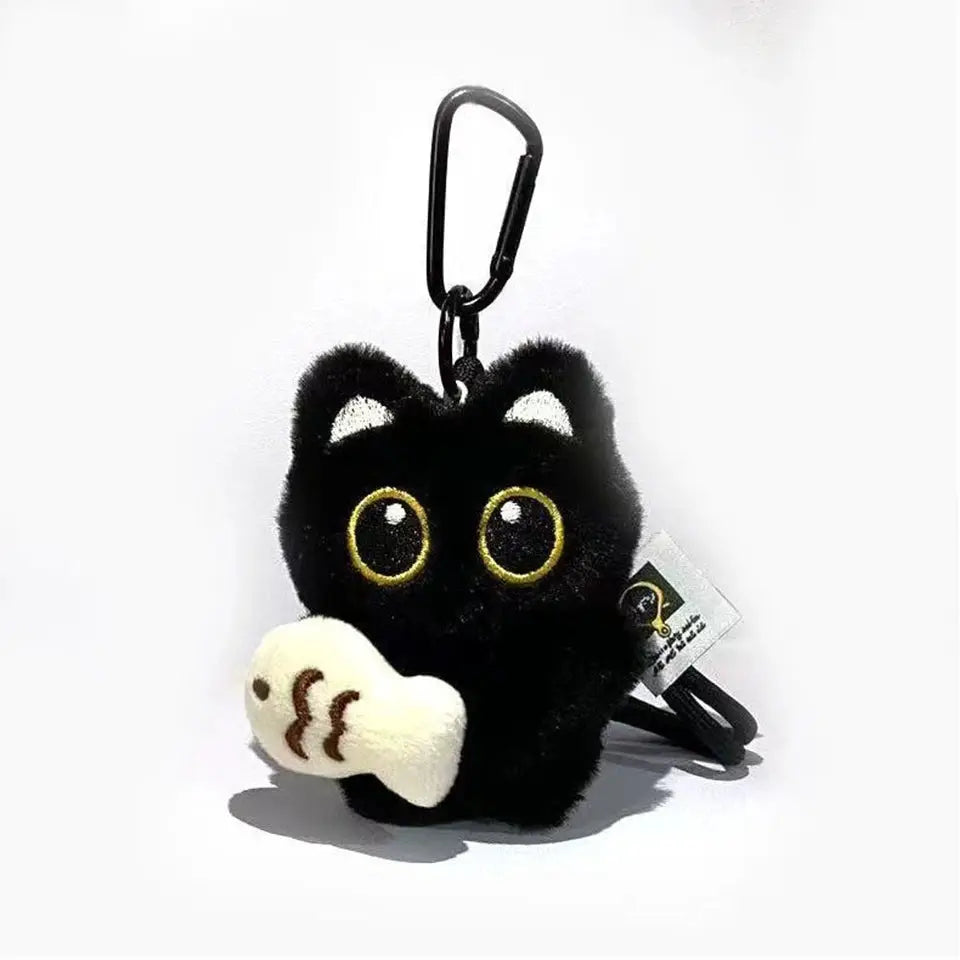 Cute Plush Black Cat Keychain Bag Charm Pendant Kawaii Toy For Women And Couples Gift Accessories