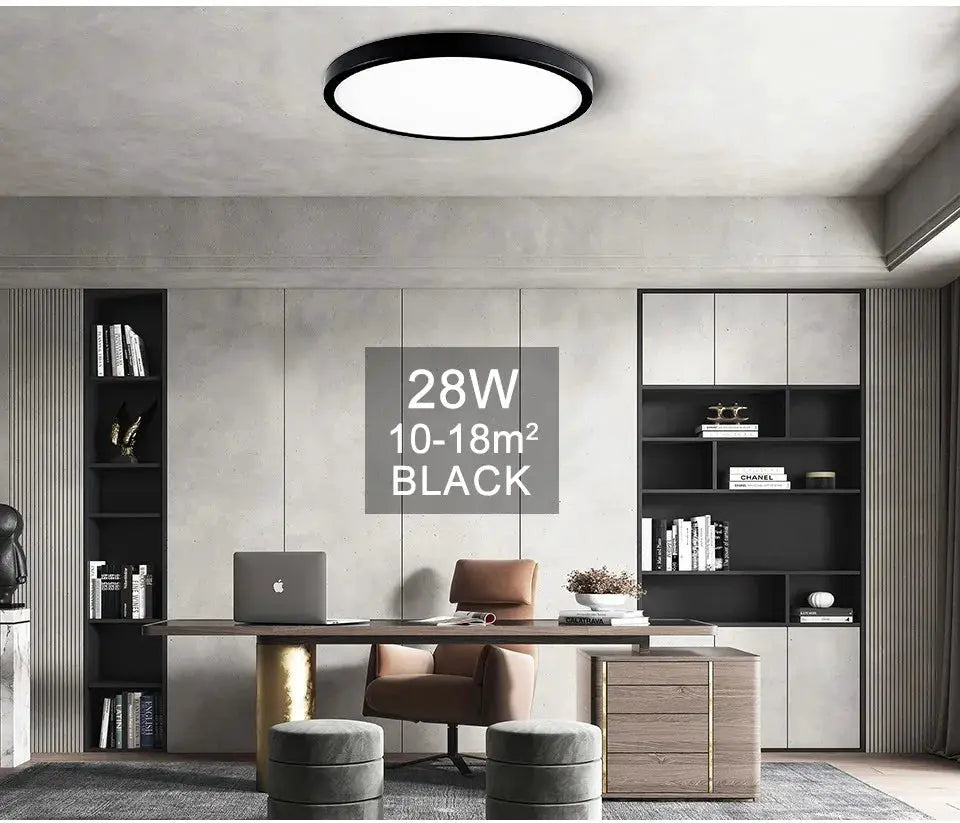 MARPOU 2cm ultra-thin LED ceiling light, black 28W, indoor modern decor