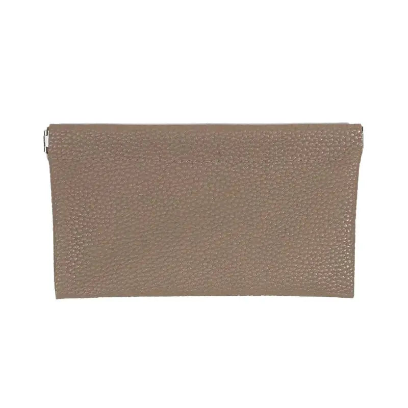 Long wallet by Simples Market in taupe artificial pebble leather, self-closing design.