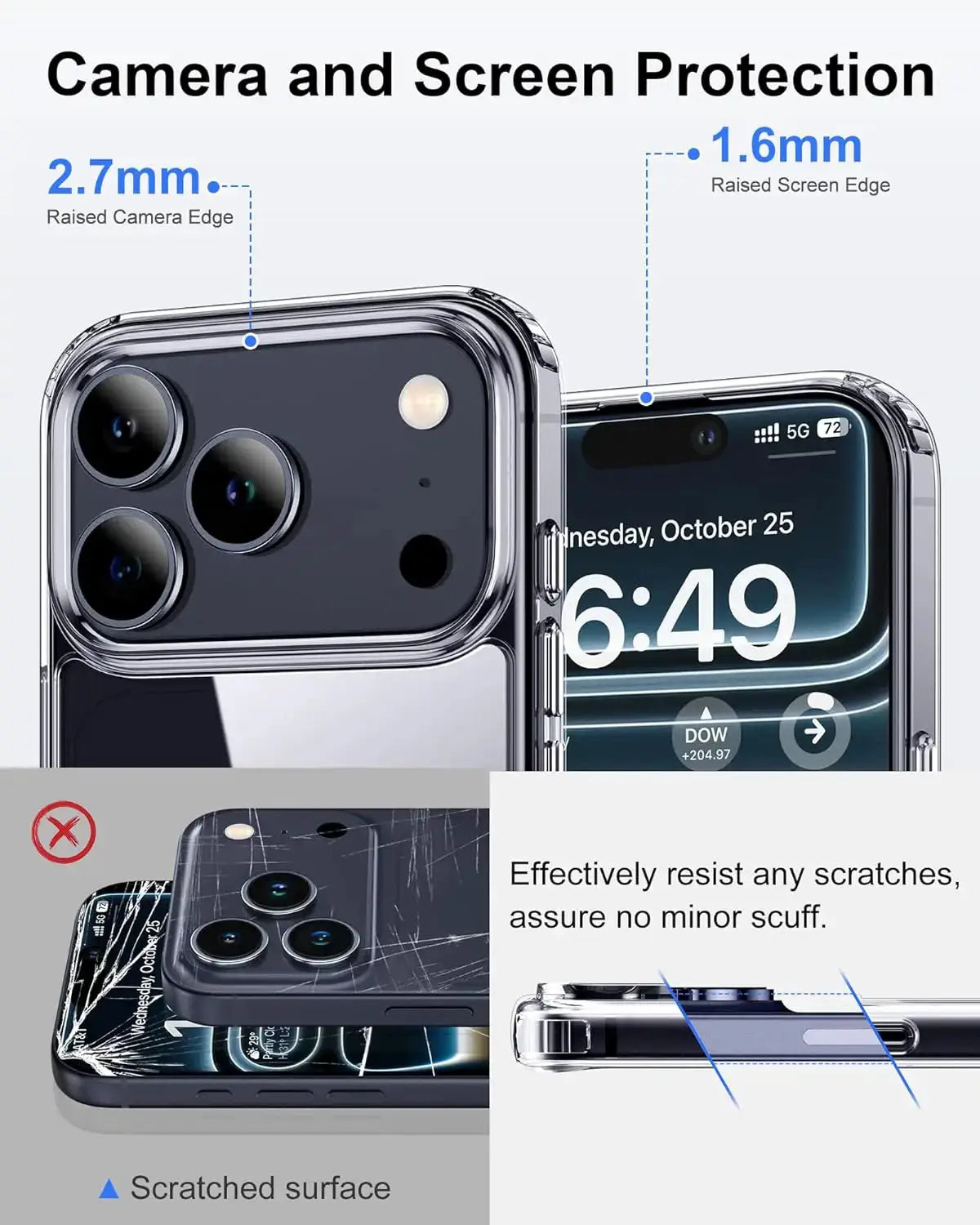 Transparent MagSafe iPhone case by Simples Market with raised camera and screen edges.