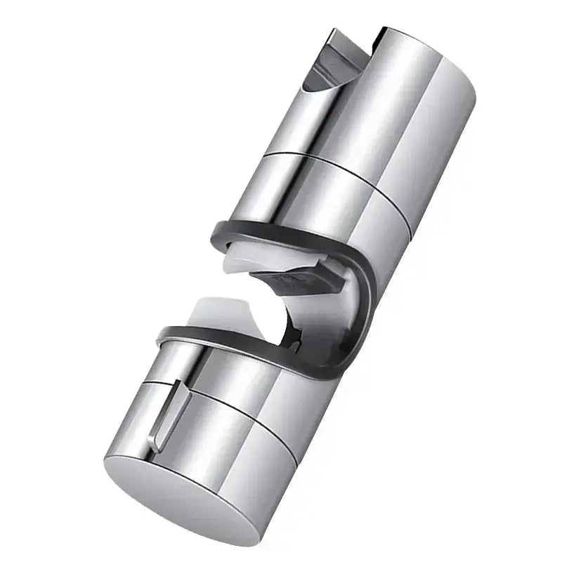 Chrome universal shower head holder, ABS bracket, adjustable 18–25mm rail mount.