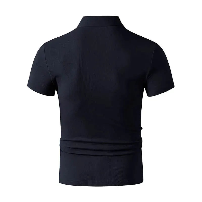 Simples Market men's navy polo shirt, short-sleeve collared top, breathable and versatile