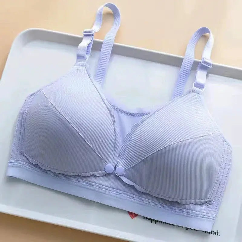 Push-up bra, lavender, wireless with adjustable straps.
