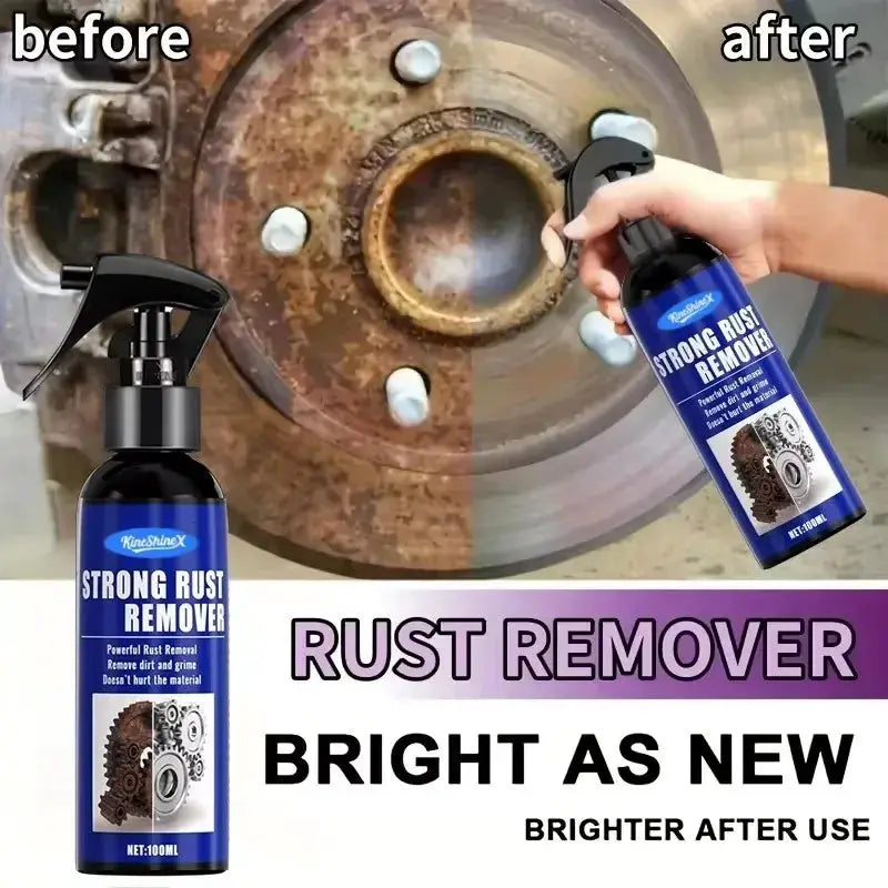 Two blue Simples Market Strong Rust Remover spray bottles for metal rust removal