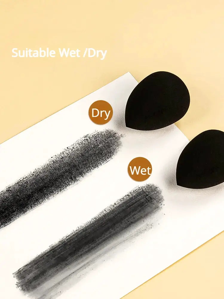 Simples Market charcoal and graphite drawing powders set; wet/dry blendable black pigments with two blending sponges