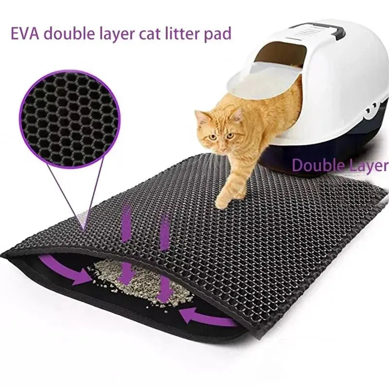 Double Layer Cat Litter Mat Waterproof Non Slip Pet Litter Box Mat Washable Bed Pad With Gift