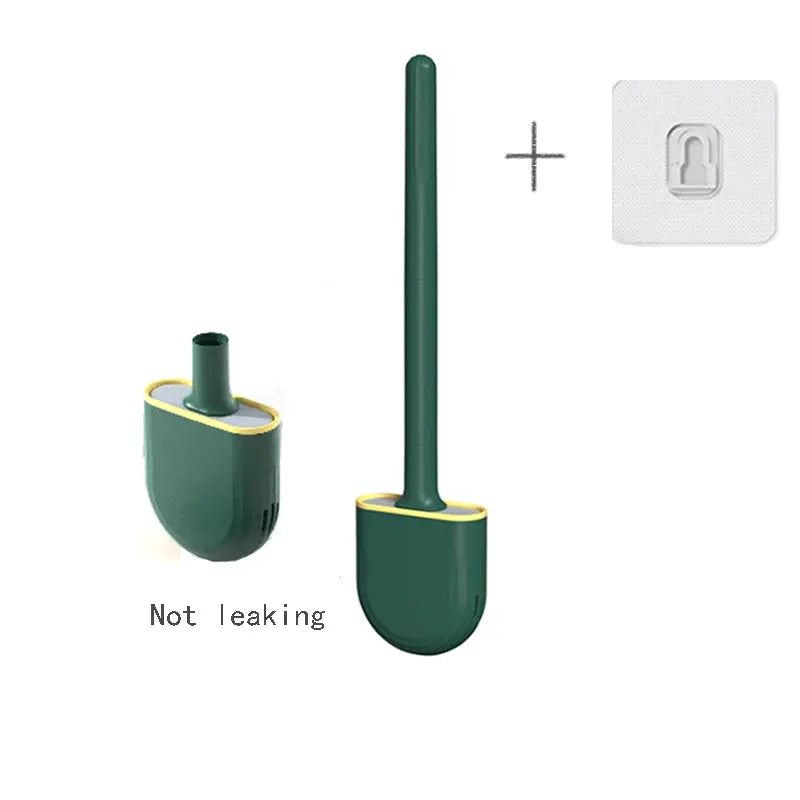 CleanNest Wall Hanging Toilet Brush With Holder Long Handle Silicone Brush Soft Bristles For Rim Cleaning