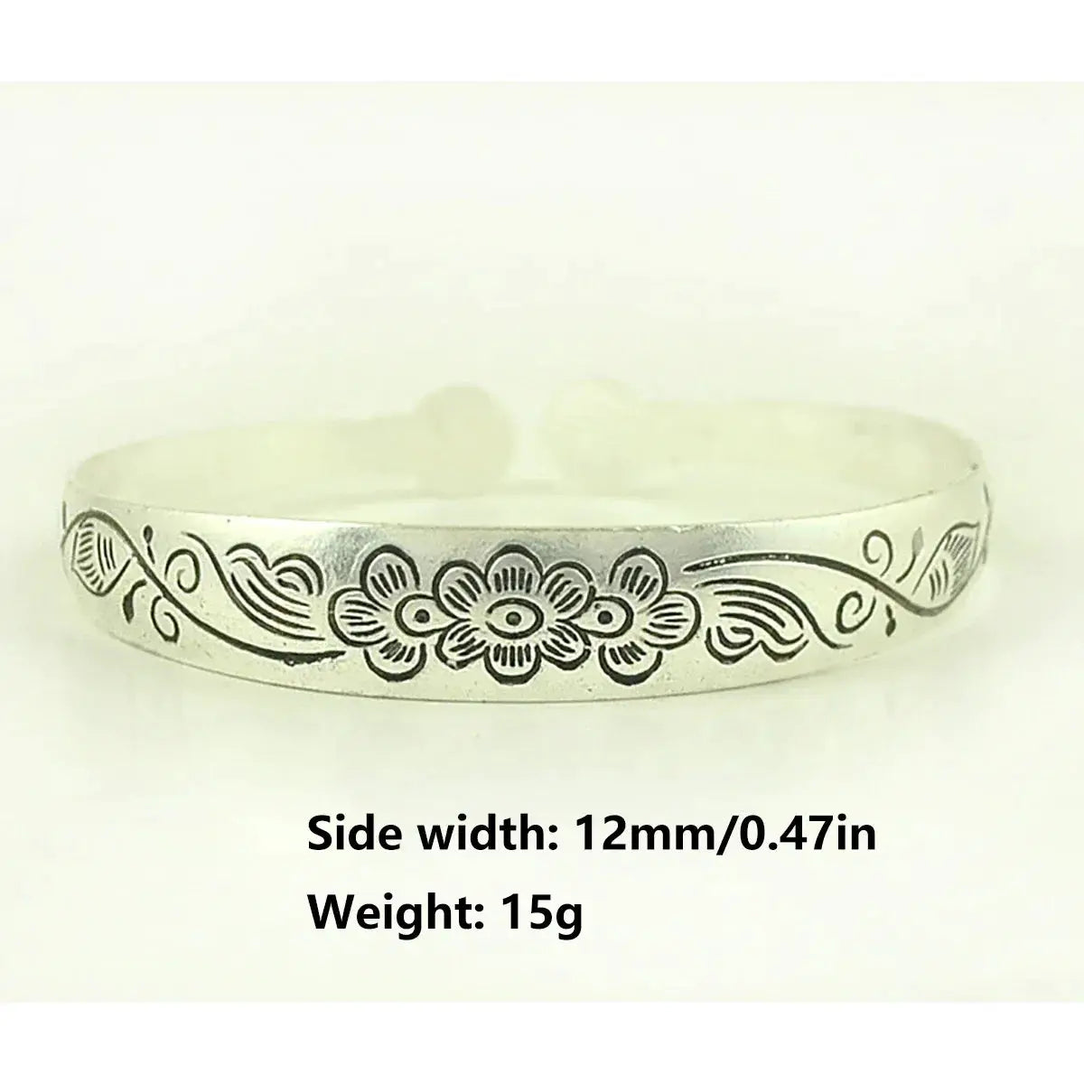 New Retro Tibetan Silver Cuff Bracelets With Carved Fish Elephant And Flower Motifs Vintage Gypsy Jewelry For Women