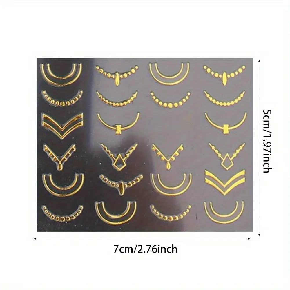30 Sheets Golden Floral Nail Art Stickers set with 3D self-adhesive gold leaf and flower designs for DIY manicure