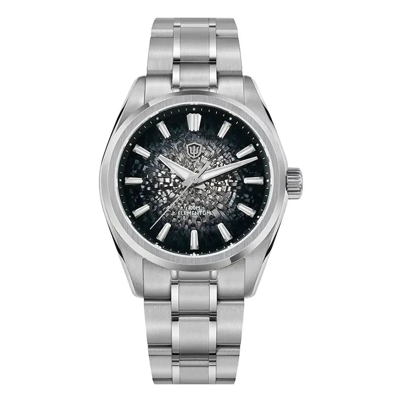 Watchdives WD0003C quartz wristwatch with ice-crack dial, stainless steel band, 38mm, 100m water resistant