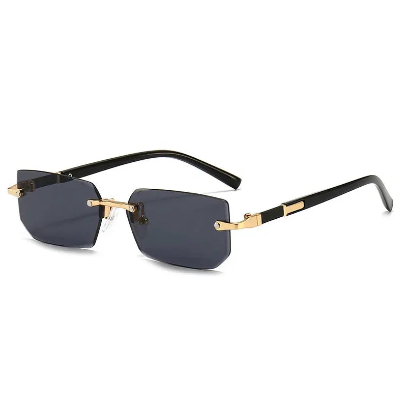 NovaVista Rimless Rectangle Sunglasses Unisex Lightweight Small Square Shades With Mirror Lenses For Summer Travel