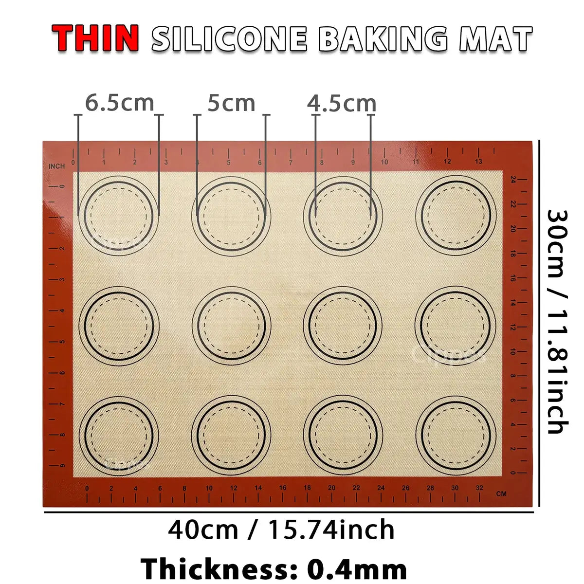 Silicone Baking Mat 0.4mm Thin Reusable Nonstick Heat Resistant Oven Liner For Cookies