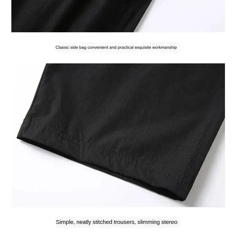 Simples Market 3/4 length men's black quick-dry ice-silk nylon stretch Bermuda shorts with elastic waist