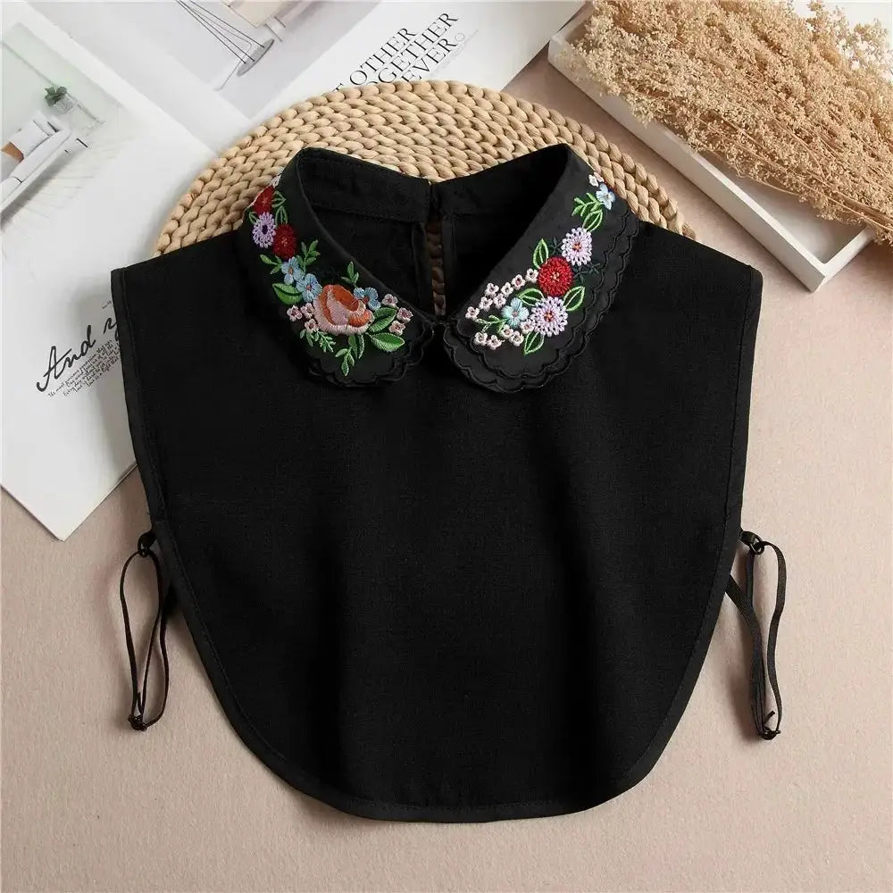 Detachable White Faux Collar With Front Tie For Women And Girls Vintage Lace Blouse Collar