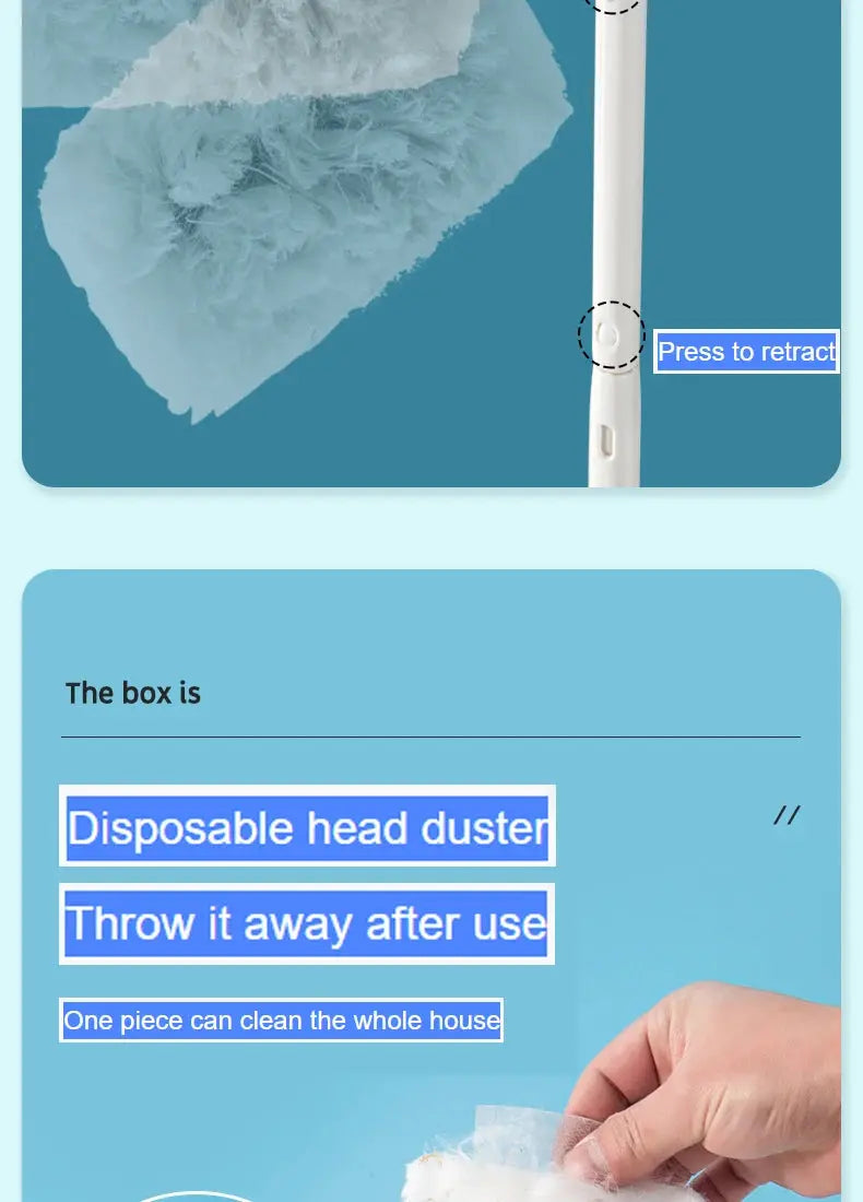 Extended pole dust collector with disposable microfiber head for household cleaning