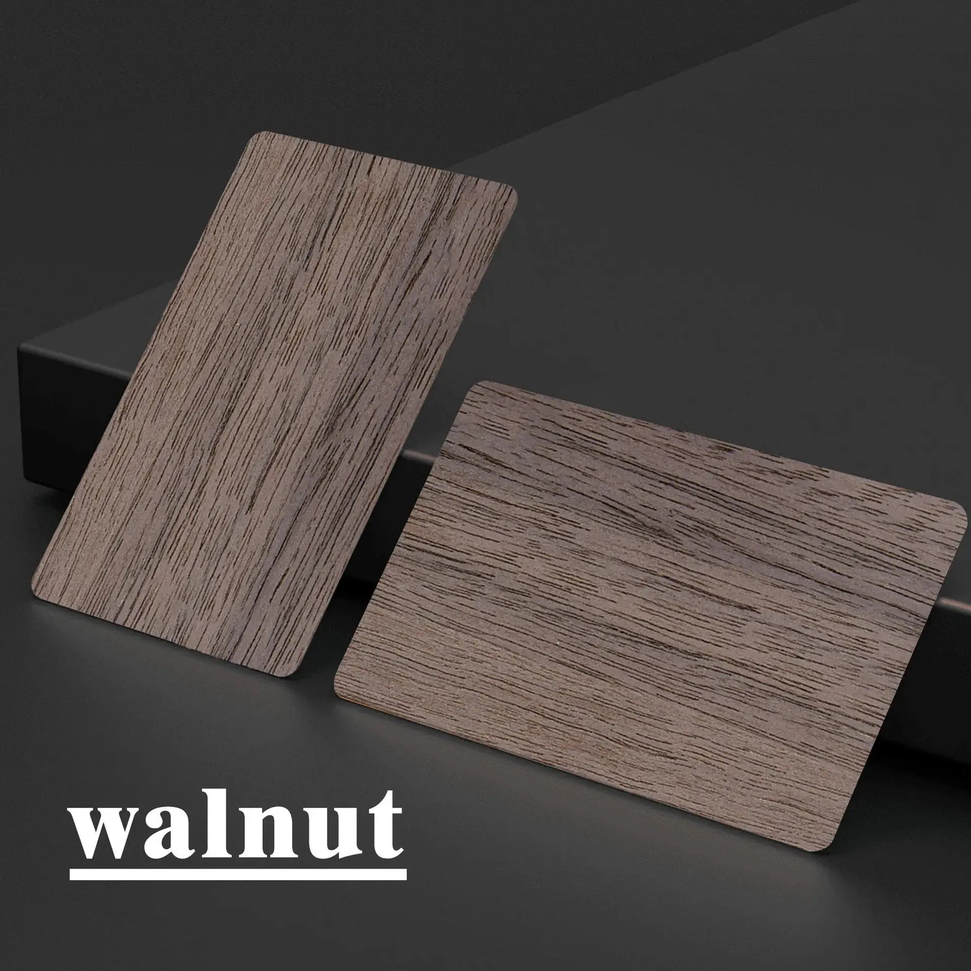 3 walnut wood lasercard NFC RFID cards by Simples Market for contactless membership.
