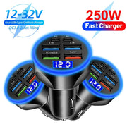 2 To 6 Ports Car Charger With USB A And USB C PD QC3 Fast Charging For iPhone Samsung Huawei Xiaomi