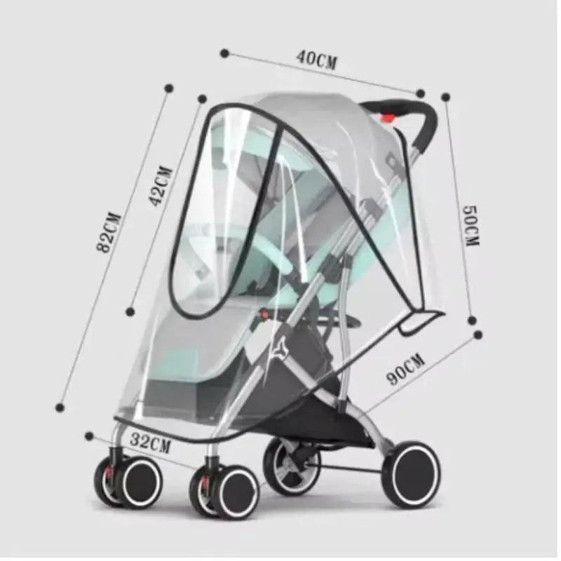 Universal Waterproof Rain Cover For Prams And Strollers Transparent Dust Cover With Zip For Rainy Season