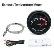 Simples Market 52mm exhaust gas temperature gauge with sensor and wiring harness, black dial 300–1300°C, 12V