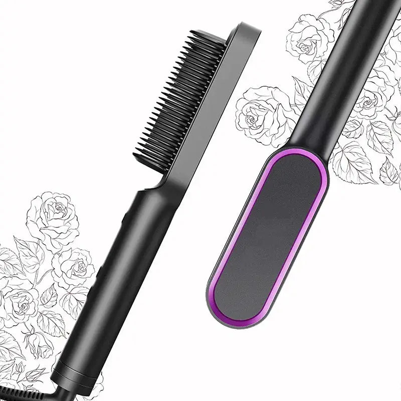Electric Hair Straightener Brush With Ceramic Plates Fast Heating And Temperature Control For Safe Styling