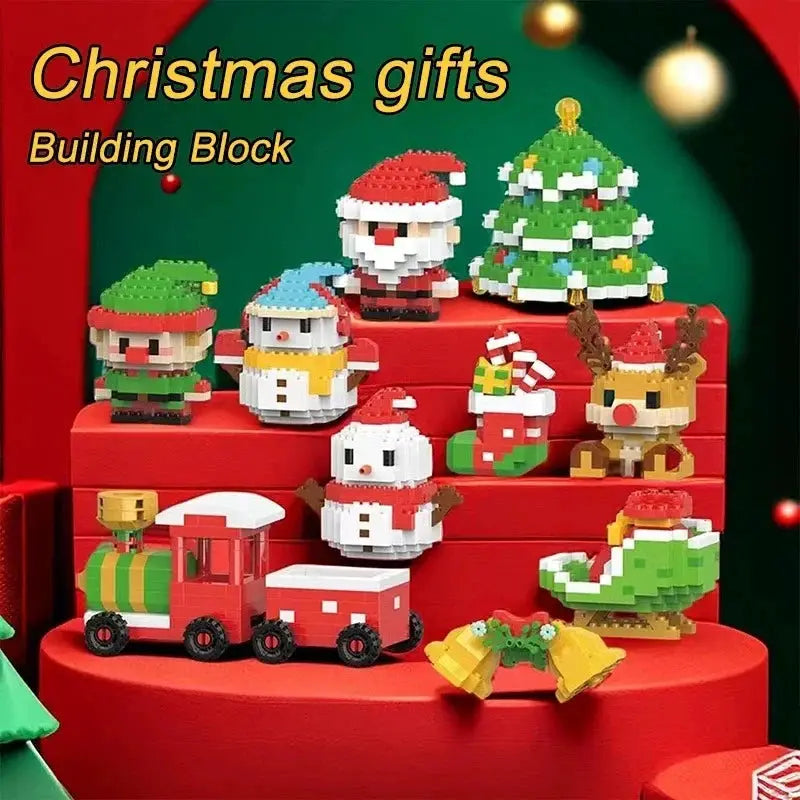 Christmas Building Block Set With Santa Claus Snowman Elk Tree Micro Brick Puzzles For Home Decoration And Gift Kid Toy