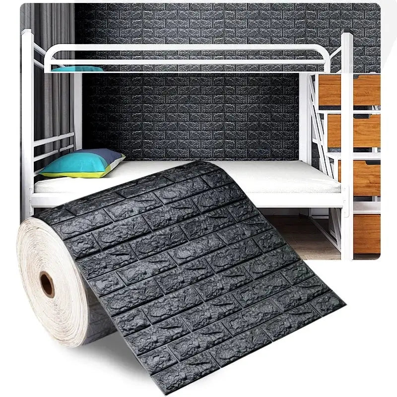 Simples Market 3D foam brick wall panels sticker, dark gray brick texture, self-adhesive waterproof wallcovering