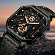 Yolako Luxury Big Dial Mens Square Watch With PU Leather Strap Alloy Case For Casual And Sports
