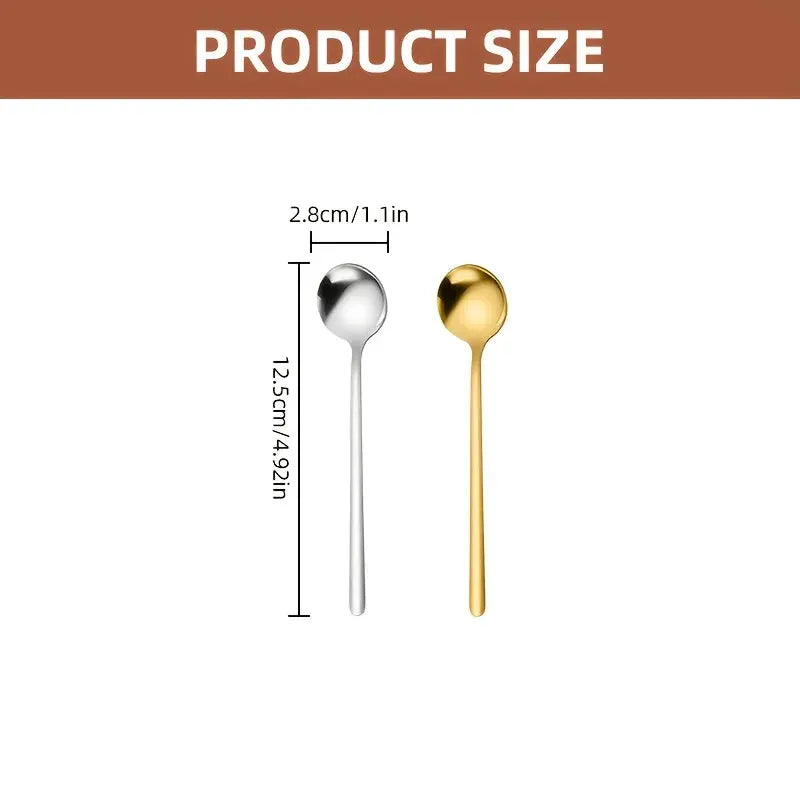 10 Piece Stainless Steel Spoon Set For Coffee Dessert Teaspoons And Seasoning Spoons Ideal For Home Cafe Party Kitchen