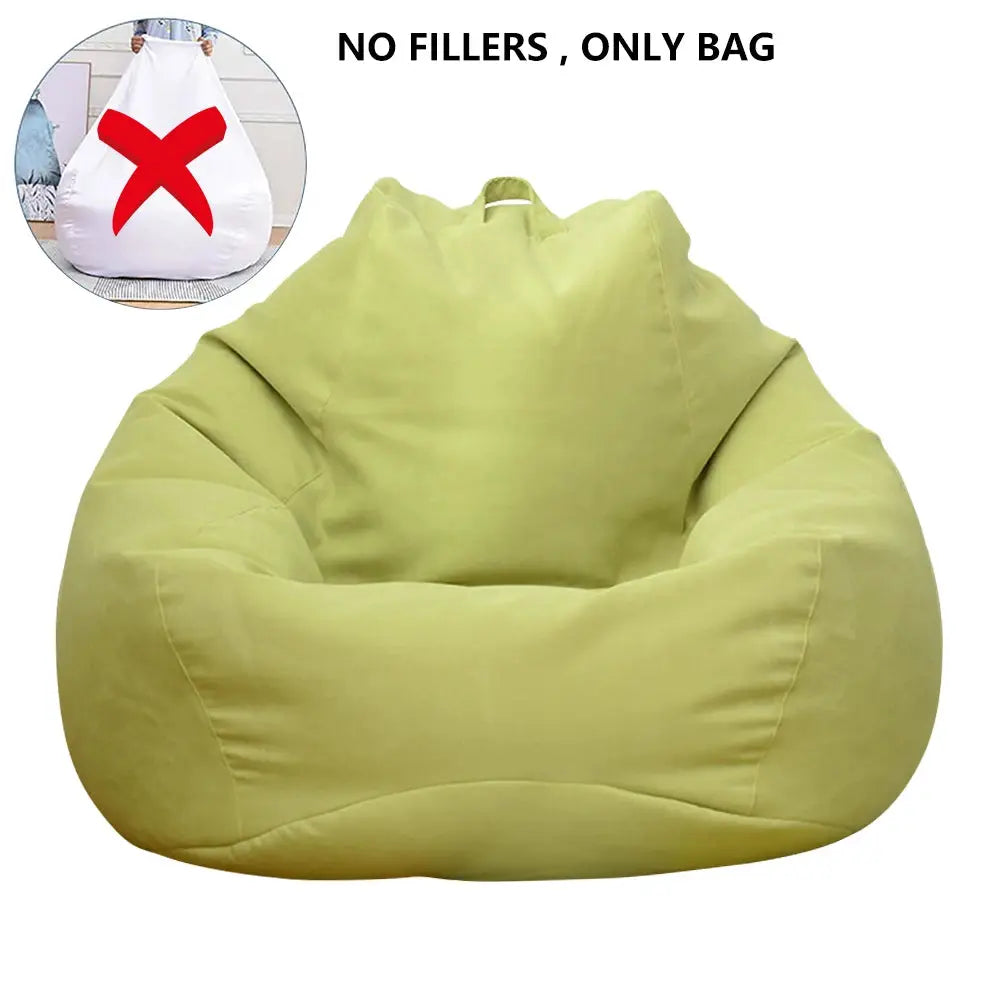 Bean bag lounger chair with lime green linen cover, Simples Market, without filler