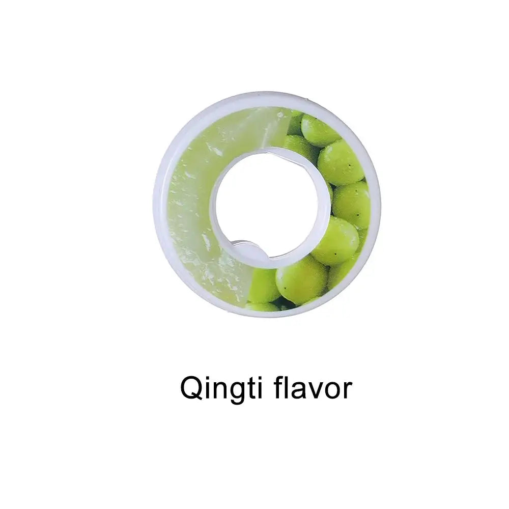 Air flavor pods for water bottles; Qingti flavor with green apple graphic on circular white cap