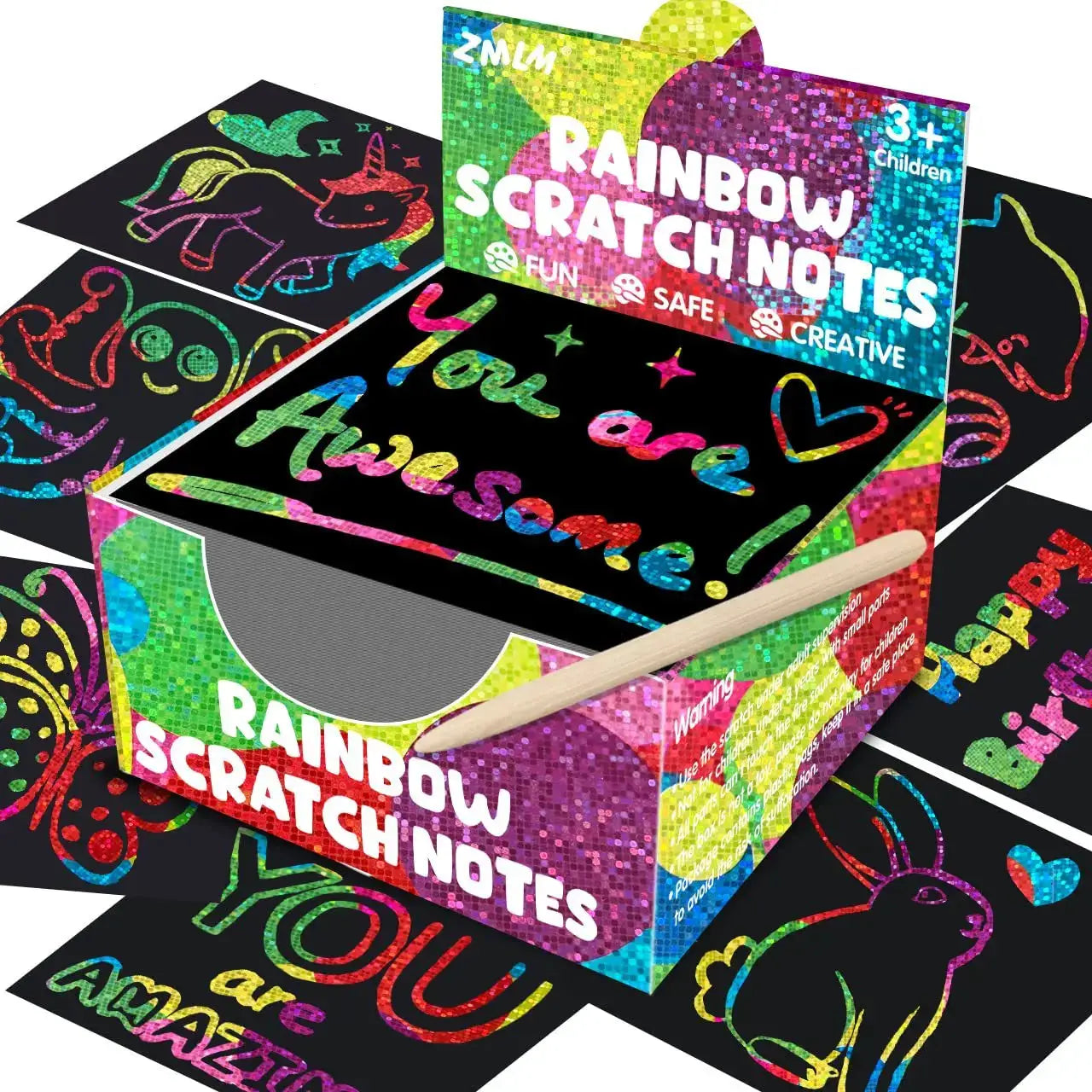 Dazzling Scratch Painting Art Kit For Parent Child Interactive Toy With Note Cards Handmade Painting