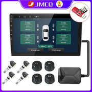 JMCQ USB TPMS tire pressure monitoring system with 5 black sensors and touchscreen display by Simples Market