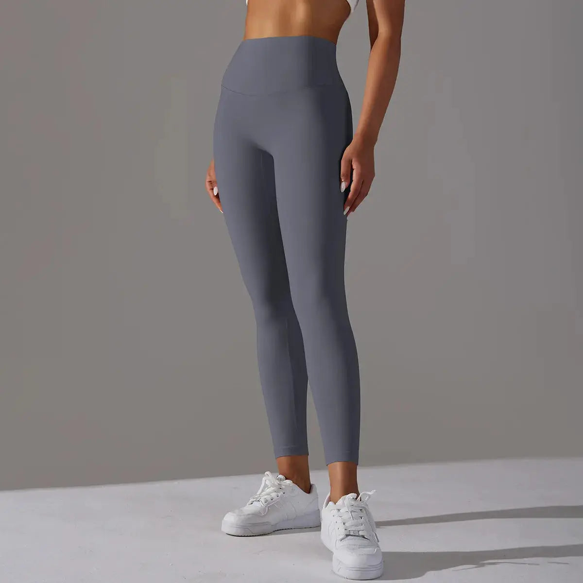 Simples Market high-waist Naked Feeling leggings, slate gray, ankle-length women's fitness and yoga pants