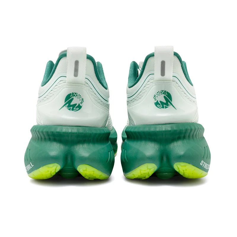 ONEMIX men’s running shoes, white with green accents, Simples Market pair (2) featuring lime outsole.
