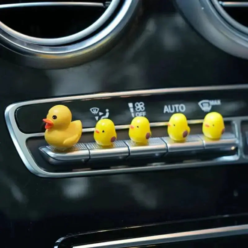 5Pcs Cute Mini Ducks car interior decorations in yellow for dashboard air vent