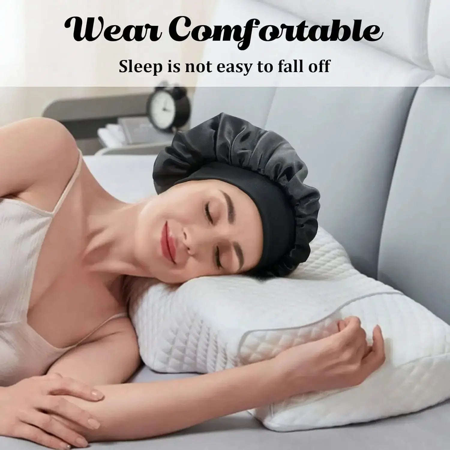 SilkGuard Satin Bonnet For Women With Wide Brim Sleep Hat And Elastic Band For Hair Protection