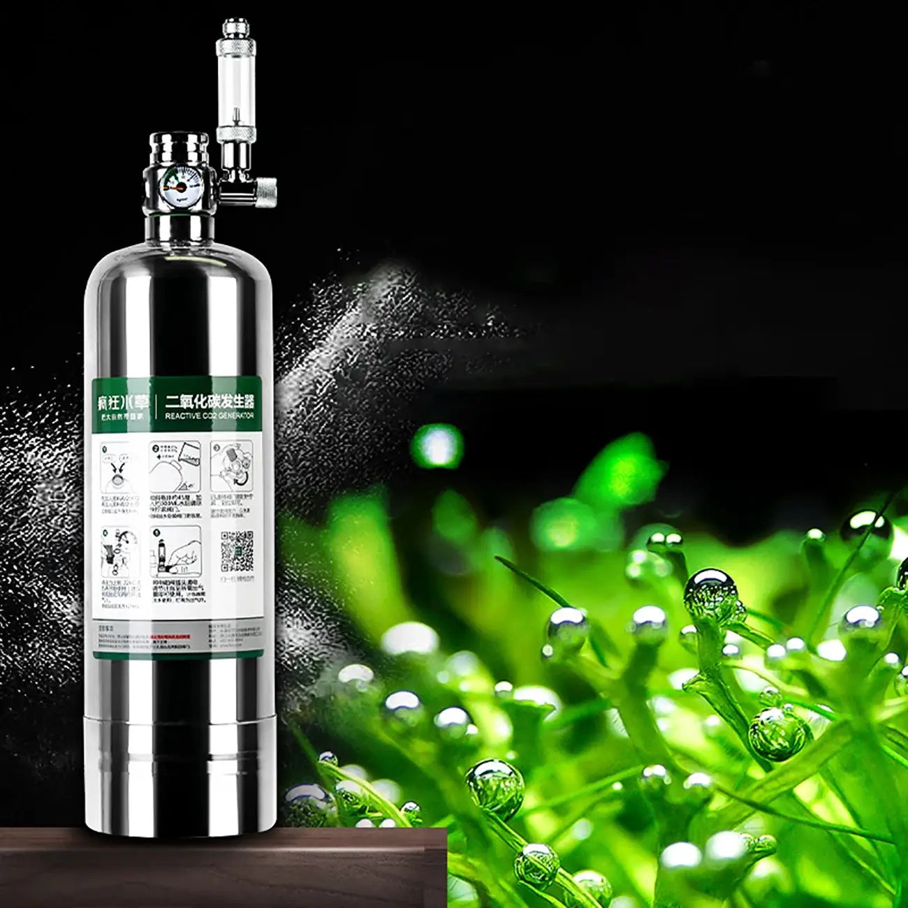 Aquarium CO2 Generator System Kit in stainless steel cylinder for planted tanks by Simples Market