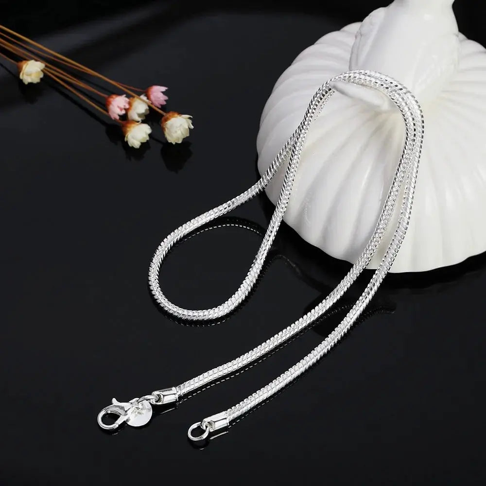 925 Sterling Silver Snake Chain Necklace Solid 1mm 2mm 3mm Unisex For Men Women Pendant Free Shipping 40 To 75 cm
