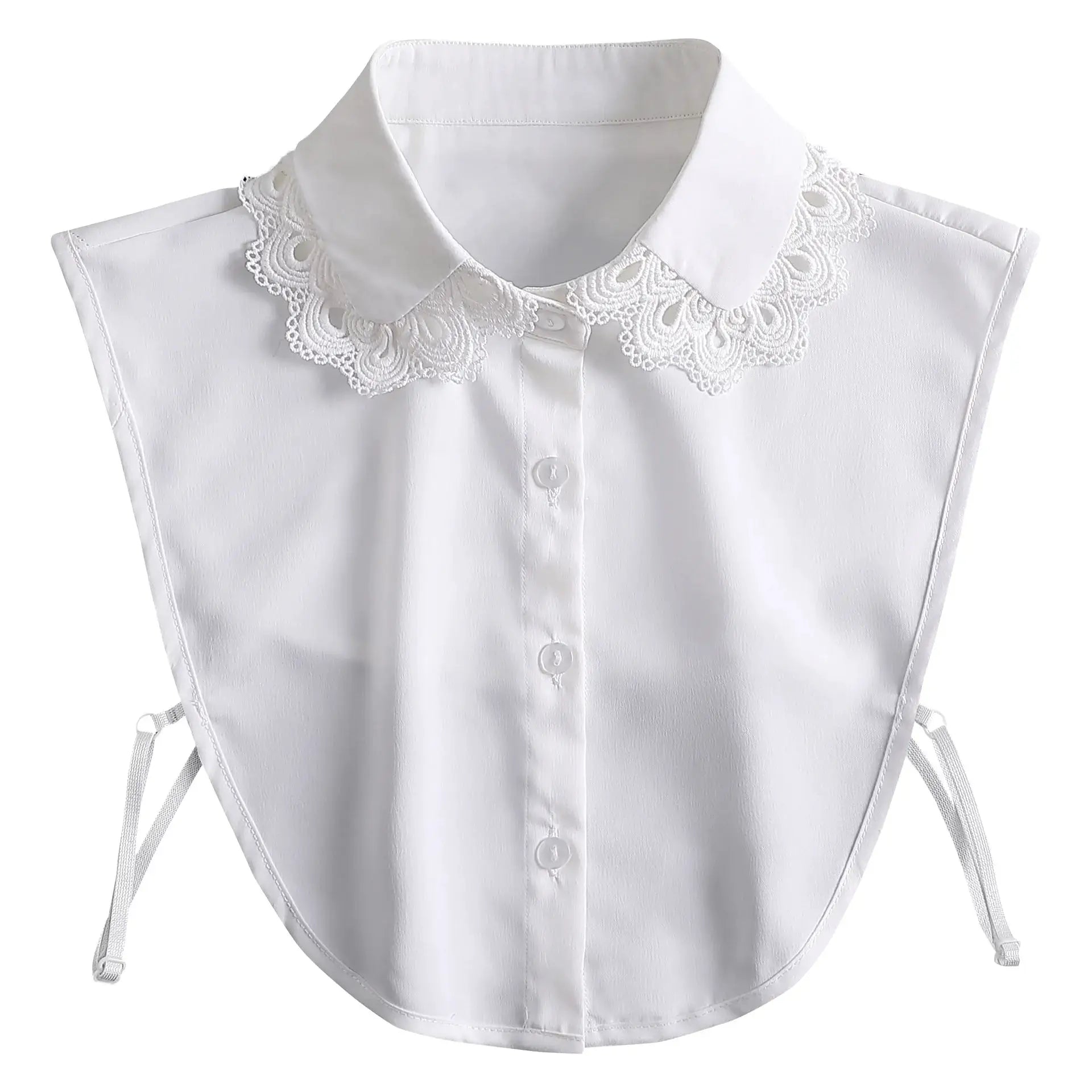 Detachable White Faux Collar With Front Tie For Women And Girls Vintage Lace Blouse Collar