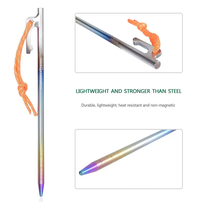 Boundless Voyage 6pc heavy-duty titanium tent stakes with orange cord by Simples Market