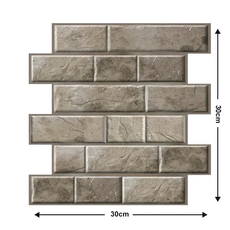 Simples Market self-adhesive waterproof 3D brick wall panel, beige-gray stone look, 30x30 cm