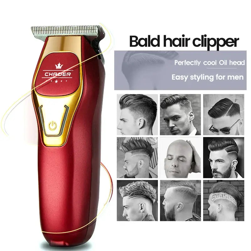 Powerful professional hair trimmer red and gold cordless electric clipper by Simples Market