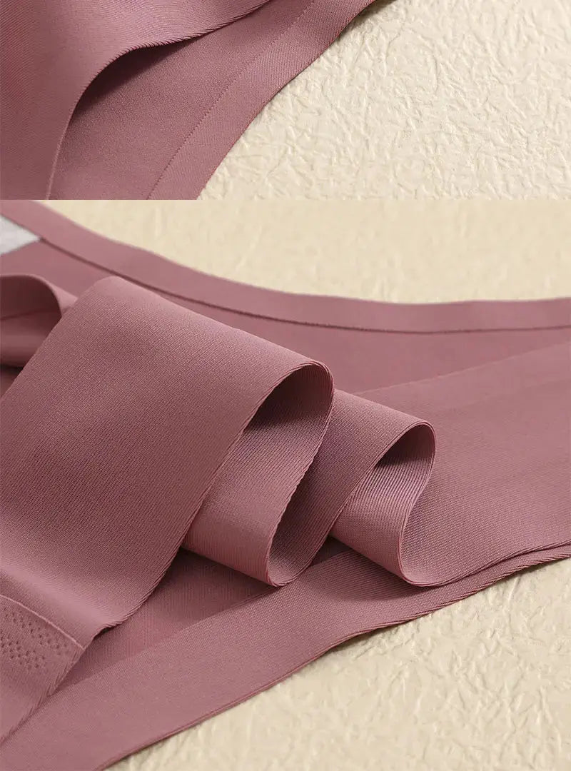 Simples Market 3-piece pink seamless G-string underwear set, breathable T-back low-rise lingerie