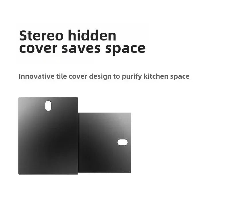 Two 304 stainless steel lid covers for hidden cup washer system; large and small with oval slots