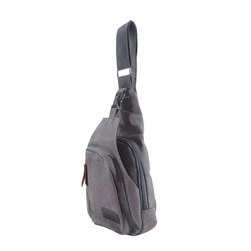 Simples Market men's vintage canvas sling bag; gray compact outdoor shoulder pack
