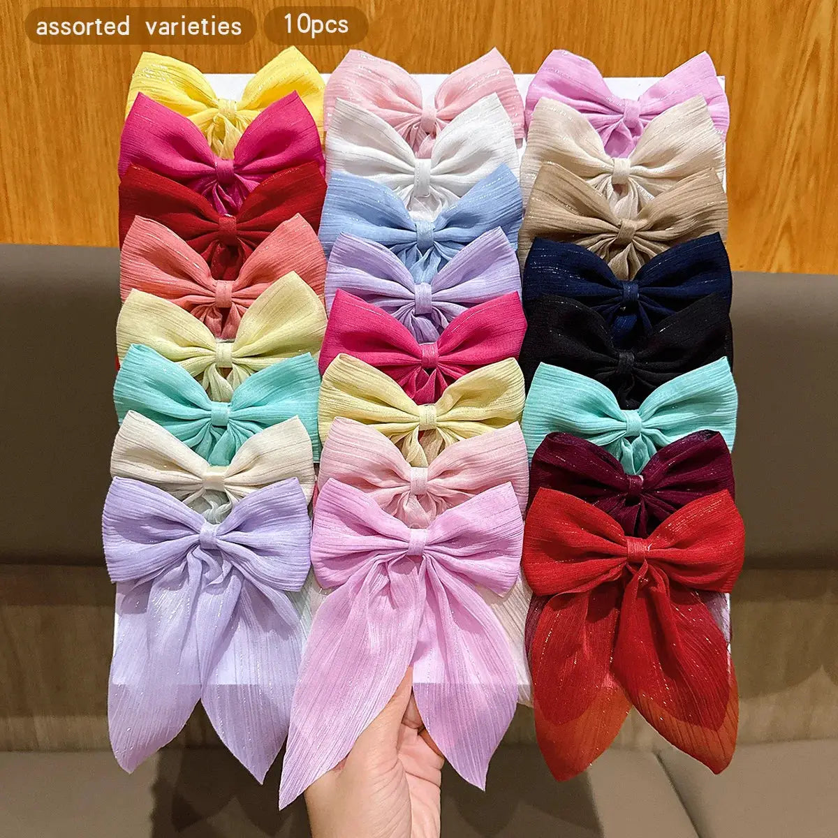 Aurora 10 Colors Bow Hair Clips Durable Polyester Barrettes for Everyday Styling Essentials