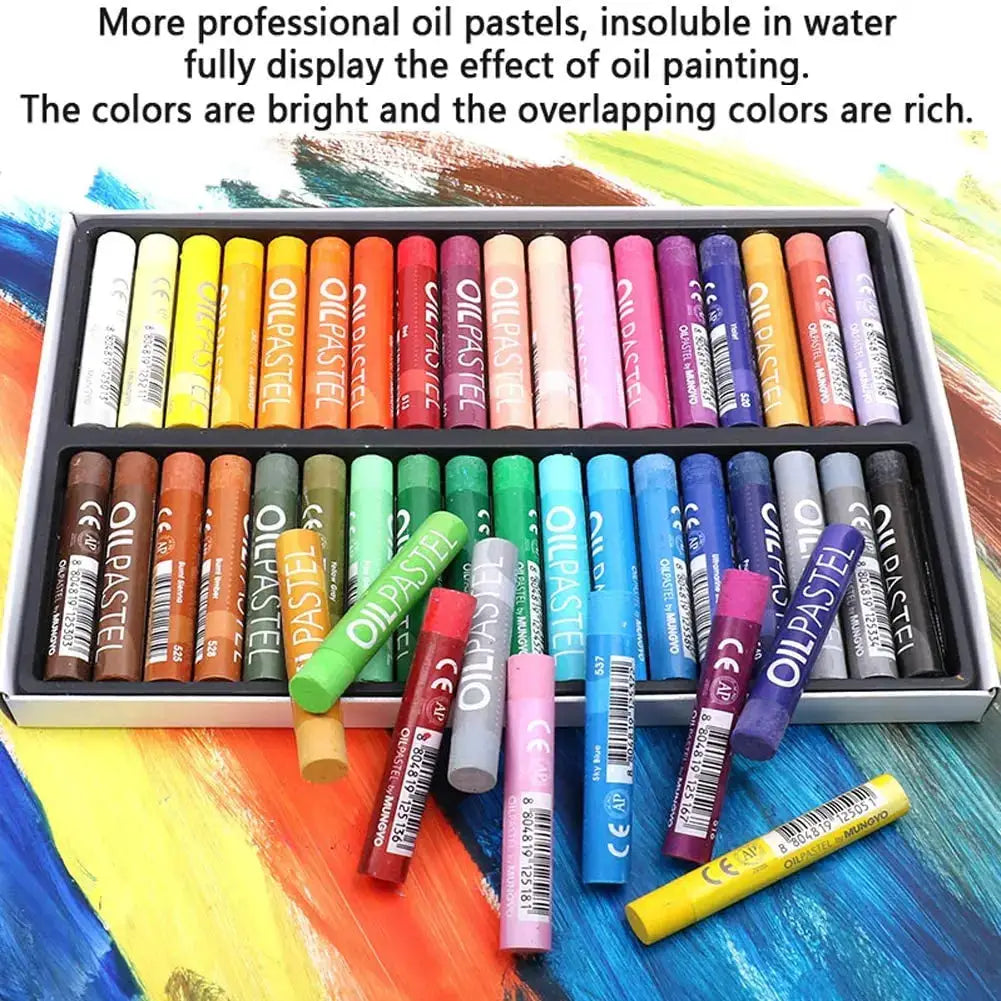 MUNGYO artist oil pastel set by Simples Market; 50-color bright pastel sticks in a display case