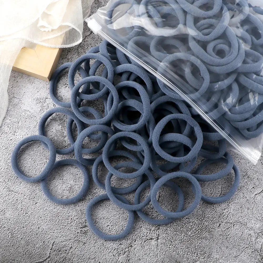 NovaHair 50 Pcs Mixed Colors Hair Bands 4 Cm Elastic Hair Ties Ponytail Holders Gentle Hold For Everyday Ponytails
